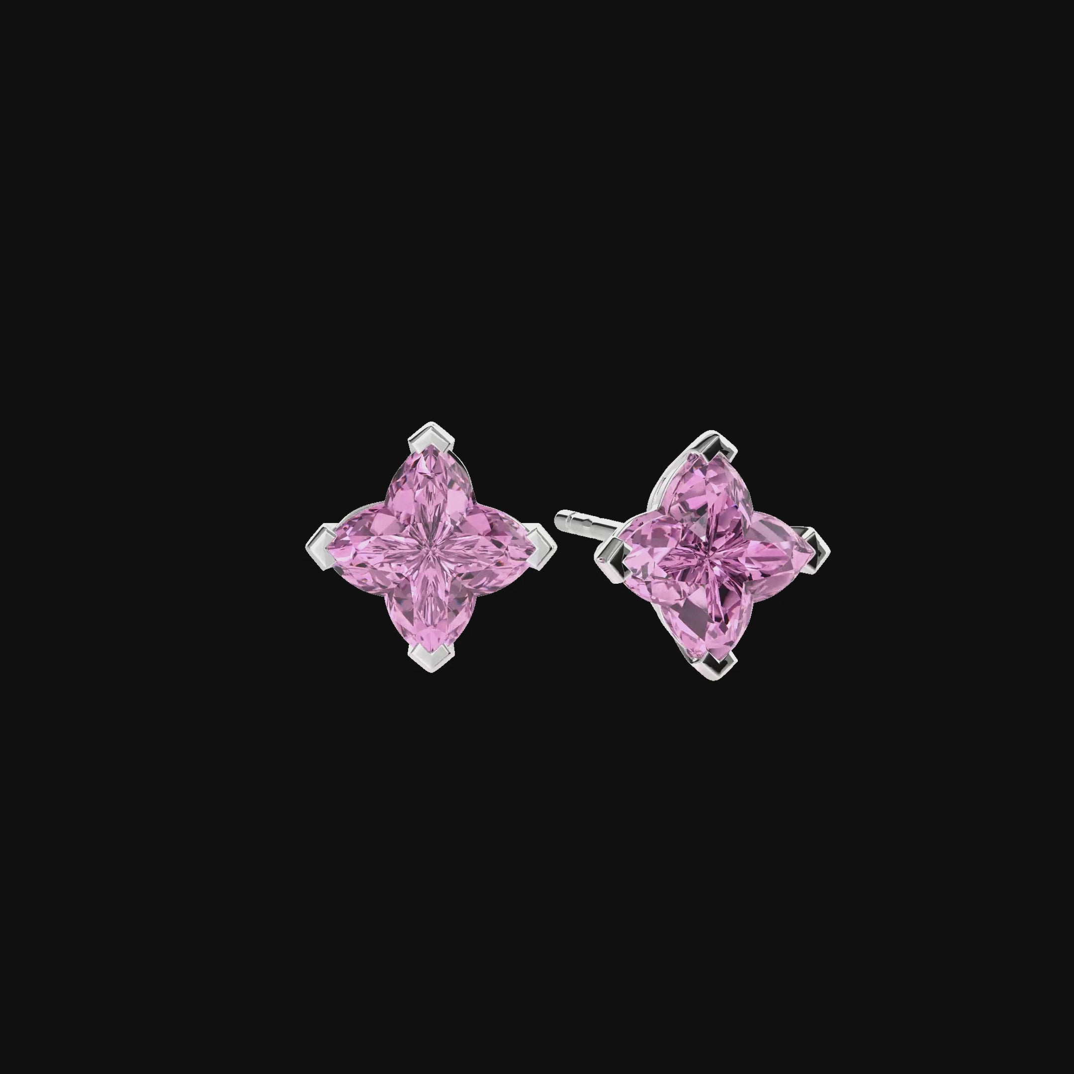 Solid Clover Cut Stud Earrings - Pink