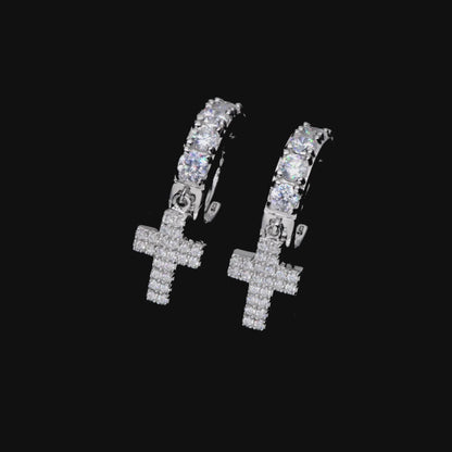 Moissanite Cross Dangly Earring