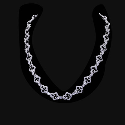 Moissanite Marquise Cut Mix Bottoni Cross Link Chain - 12mm