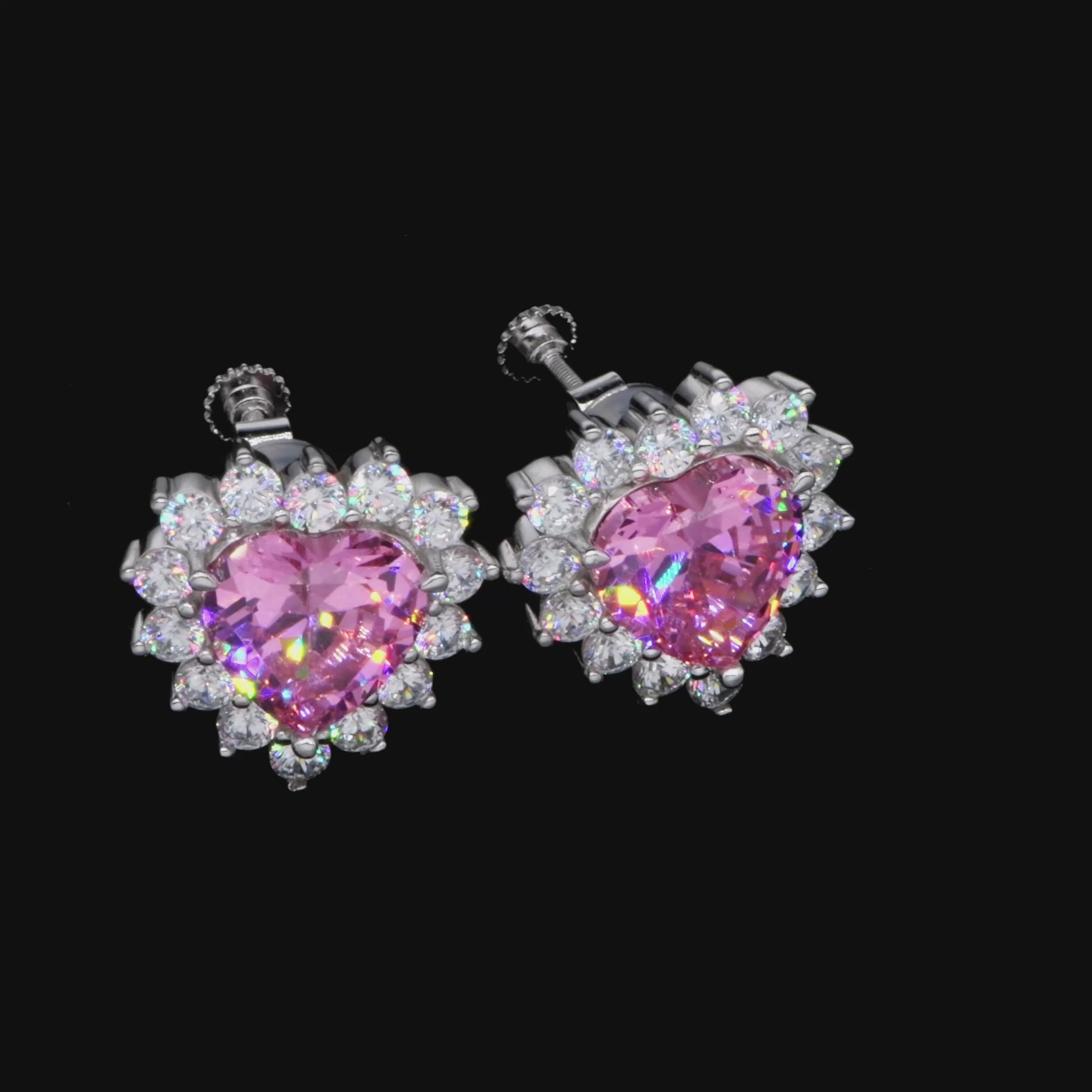 Women's Pink Radiance Heart Clip Earring