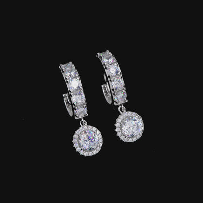 Moissanite Halo Dangly Earring