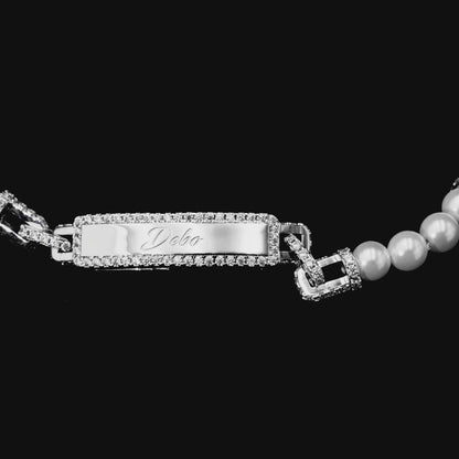 Custom Pearl Name Tag Bracelet - 5mm