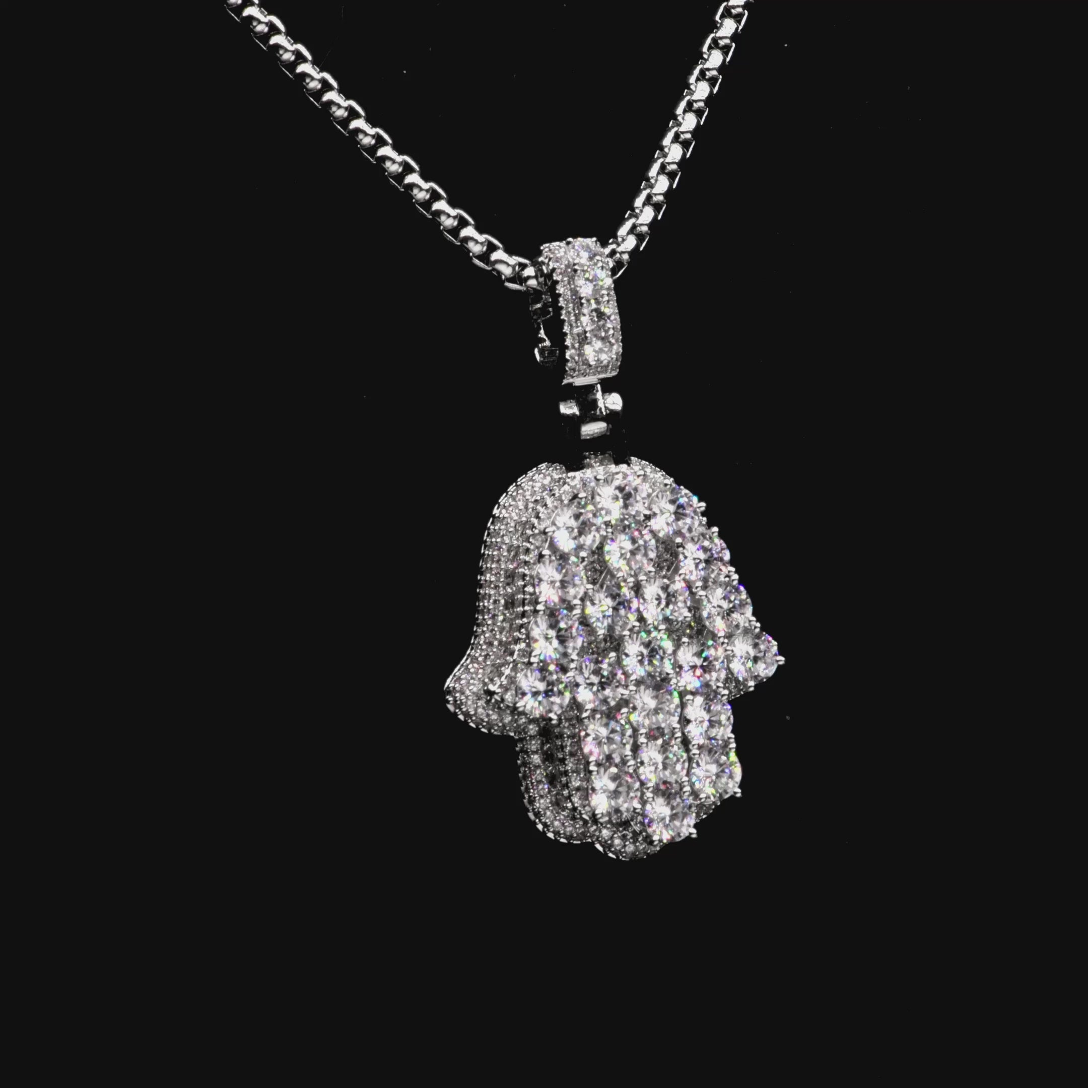 Moissanite Brilliance Layered Hamsa Pendant