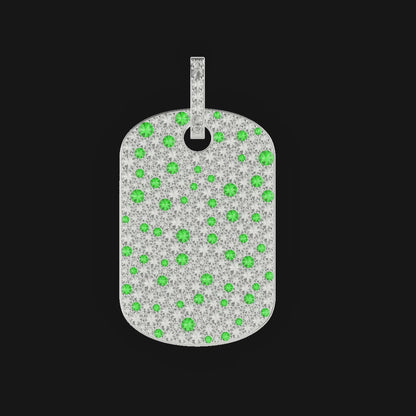 Reverse Set Diamond Dog Tag Pendant - Mix