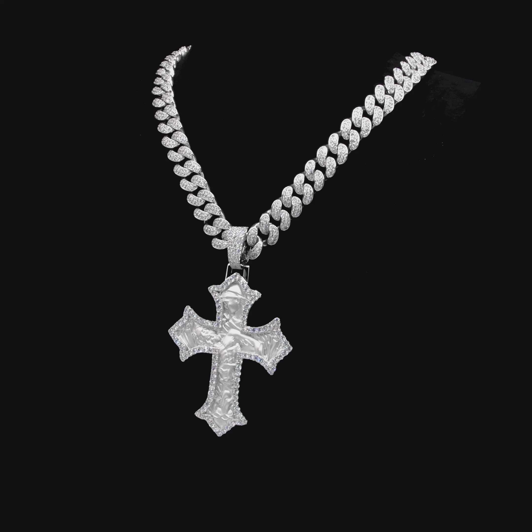 Moissanite Sacred Devotion Cross Pendant - Large