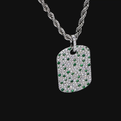 Reverse Set Diamond Dog Tag Pendant - Mix