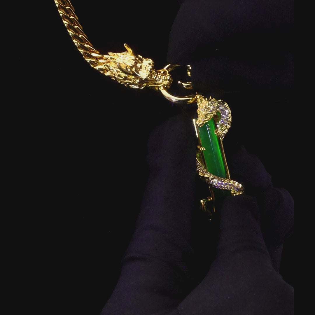 WONG Ⅱ Iced Out Jade Column Pendant