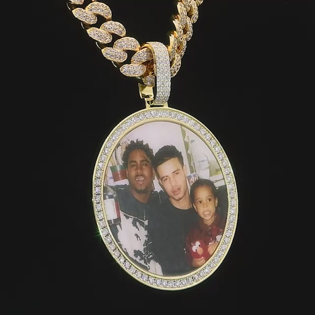 Custom Moissanite 46MM Photo Necklace Pendant