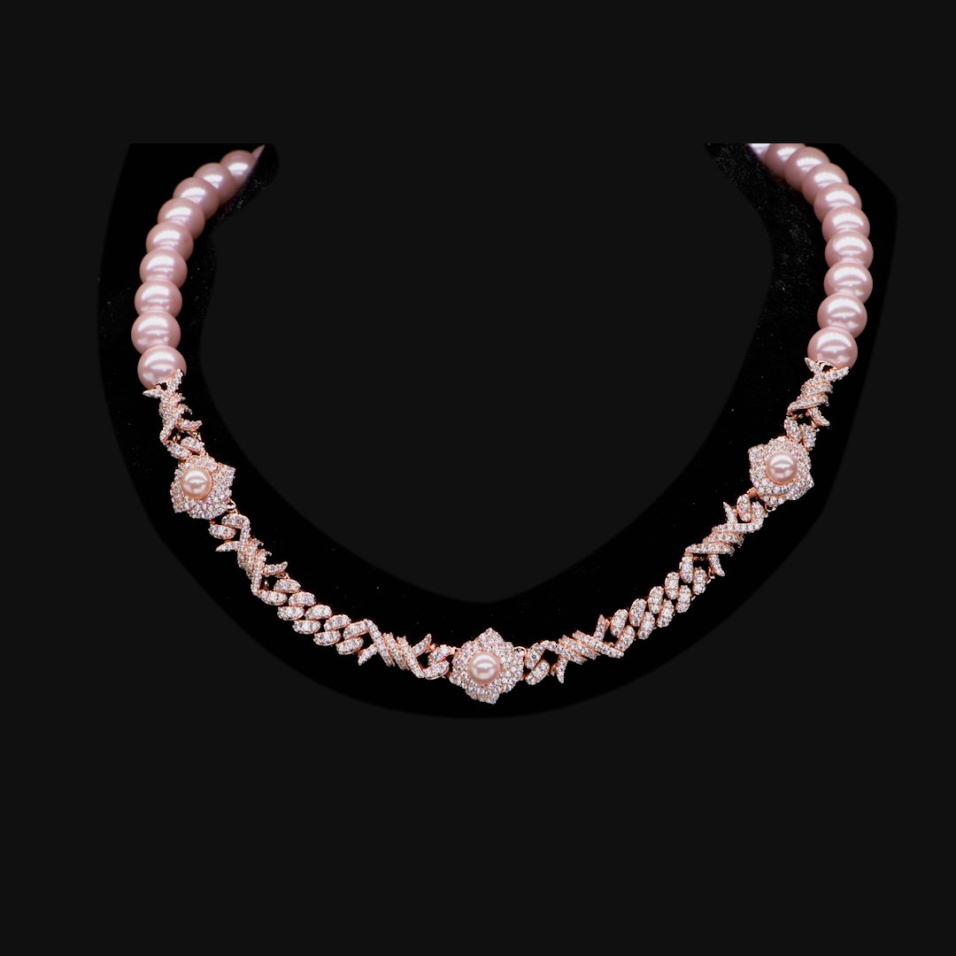 Women's Rose Thorn Pearl Chain - 8mm