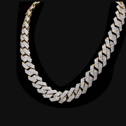 Women's Emerald Cut Prong Cuban Link Chain