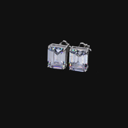 Moissanite Emerald Cut Stud Earrings