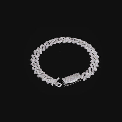 Round Cut Prong Cuban Link Bracelet