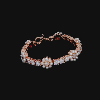 Moissanite Flora Pearl Tennis Bracelet - 9mm