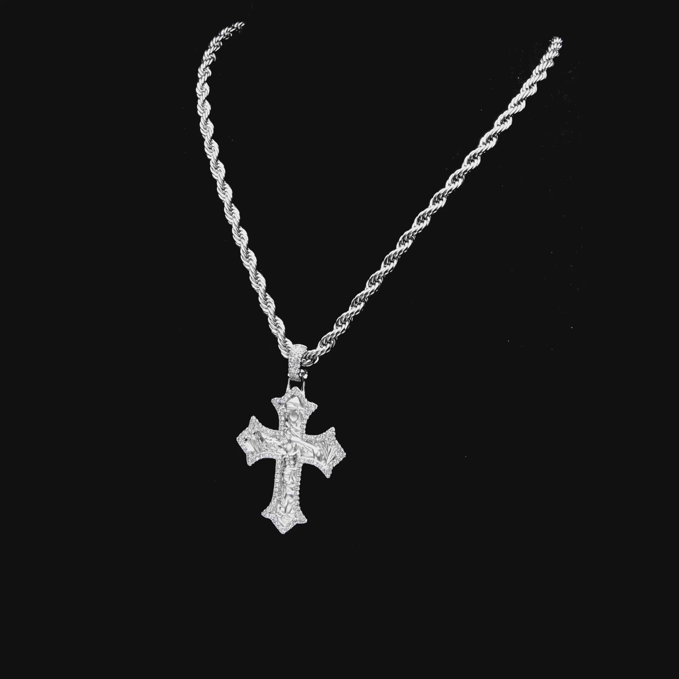 Moissanite Sacred Devotion Cross Pendant - Medium