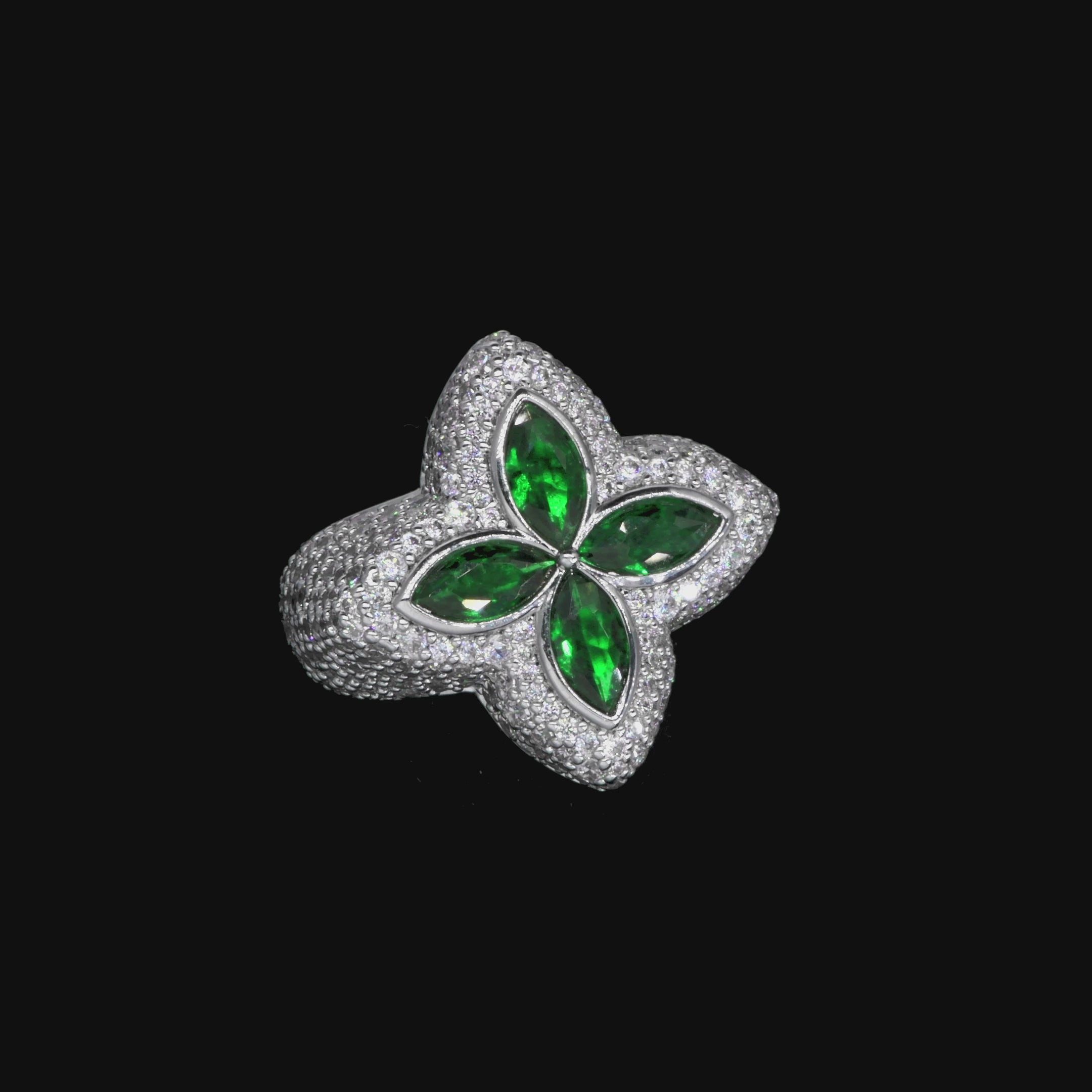 Women's Iced Luminous Clover Ring