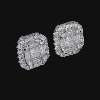 Moissanite Halo Stud Earring