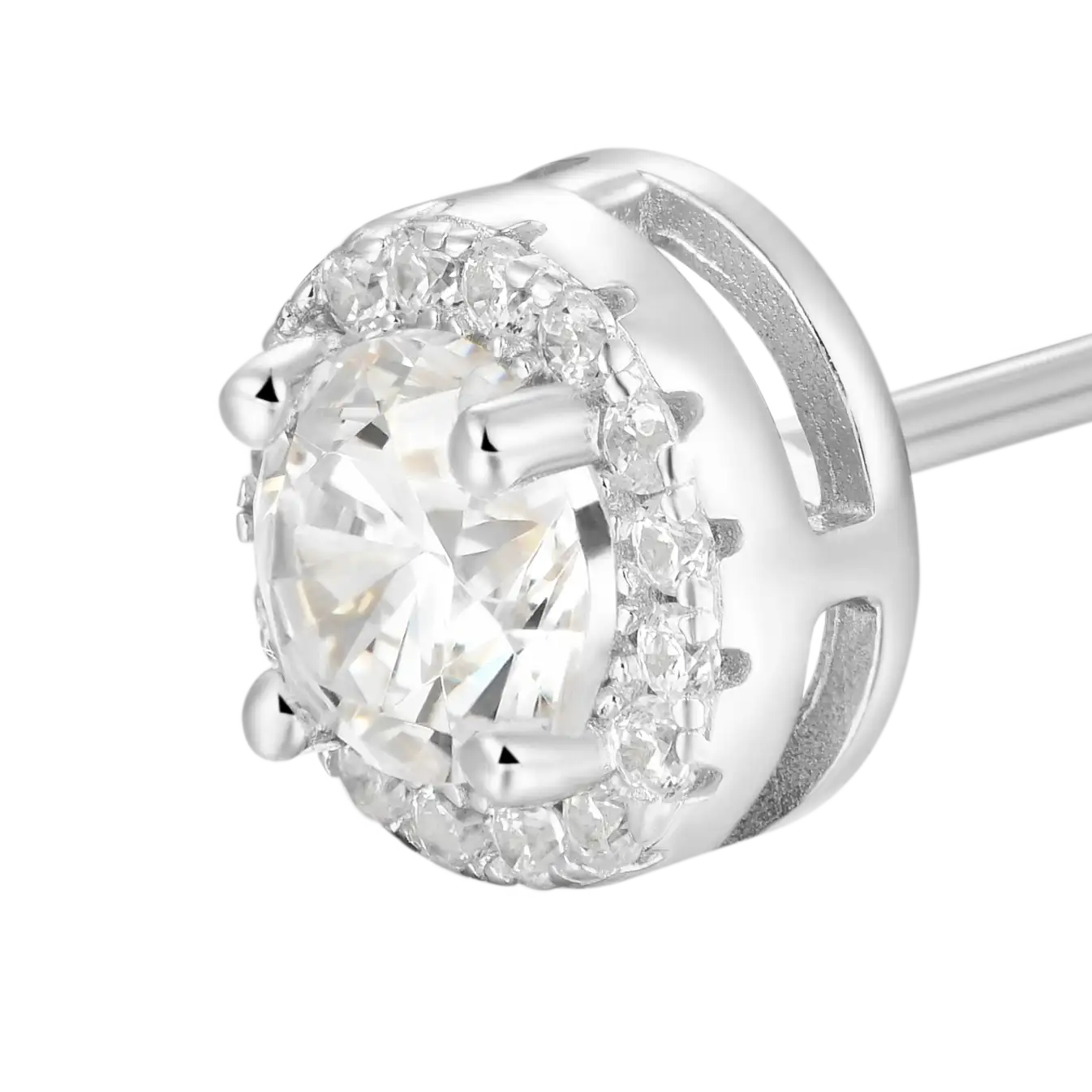 Custom Halo Moissanite Stud Earring