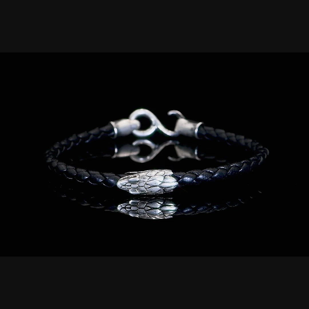 Infinity Black Snake Leather Bracelet