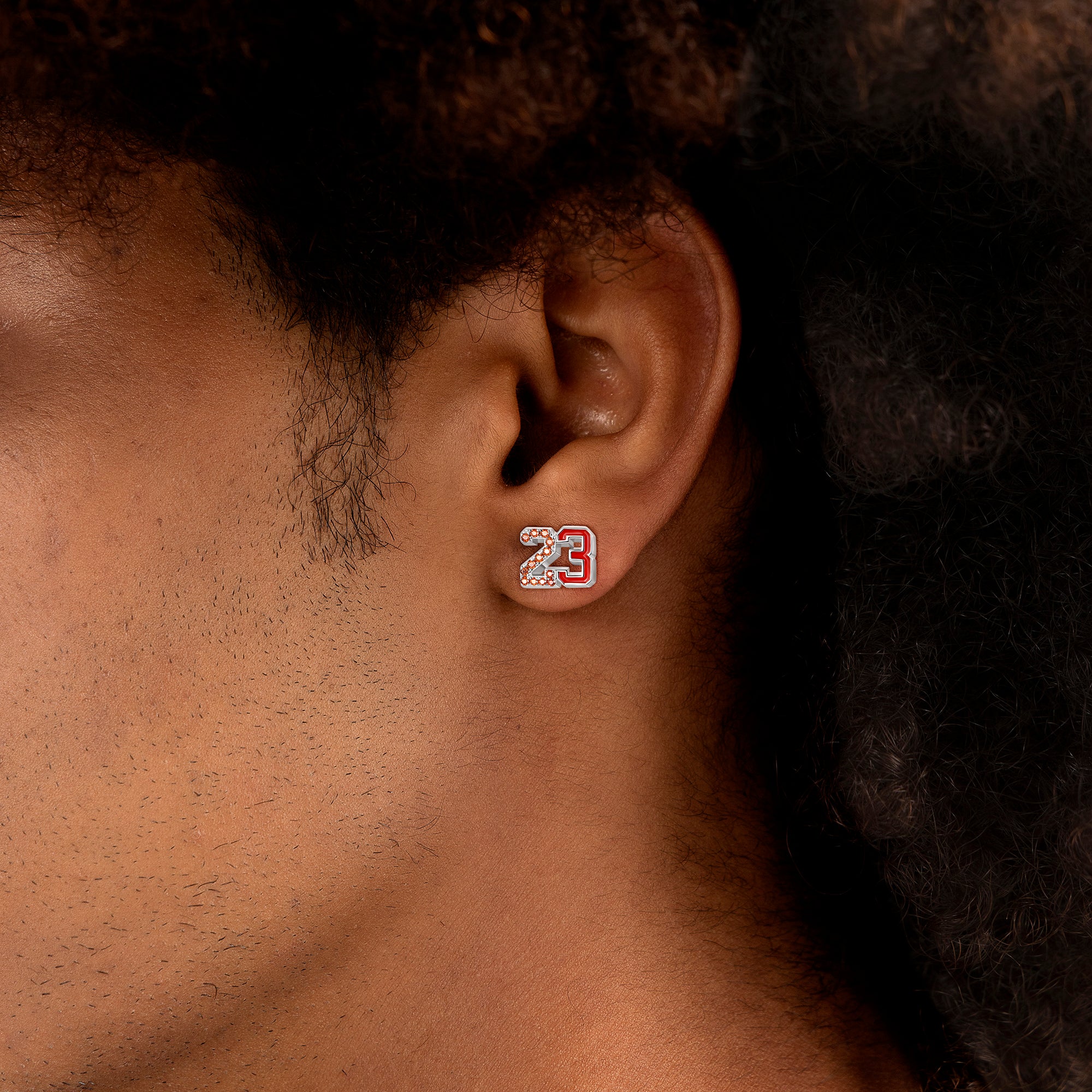 Number 23 Stud Earring - Red