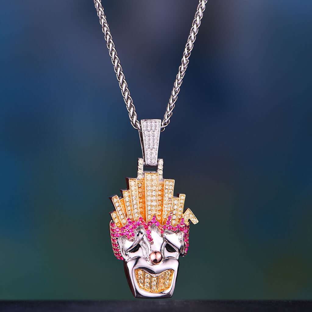 Iced Funny Fries Clown Pendant