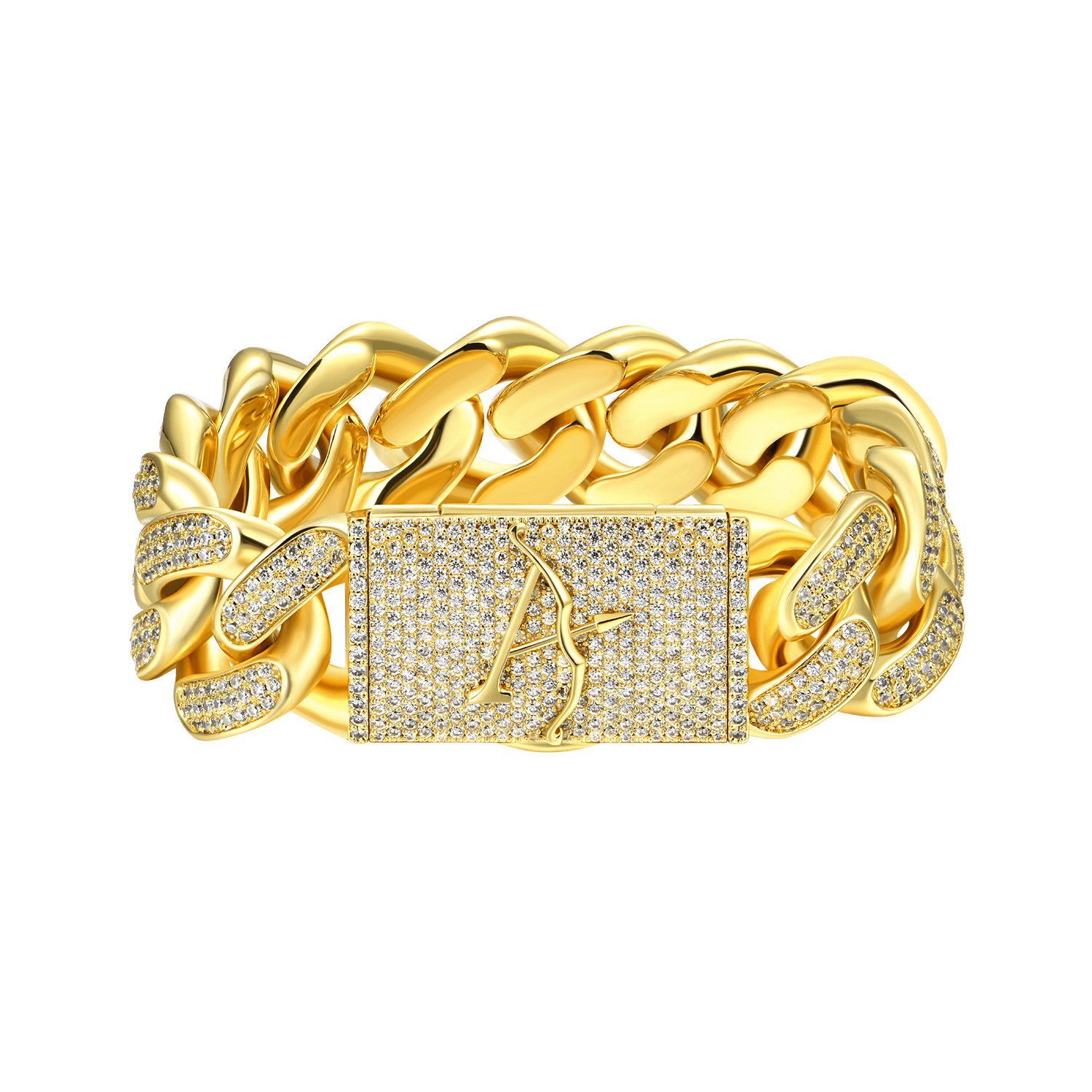 19mm New 14K Gold Iced Out Cuban Bracelet - Dope Jewelry - APORRO