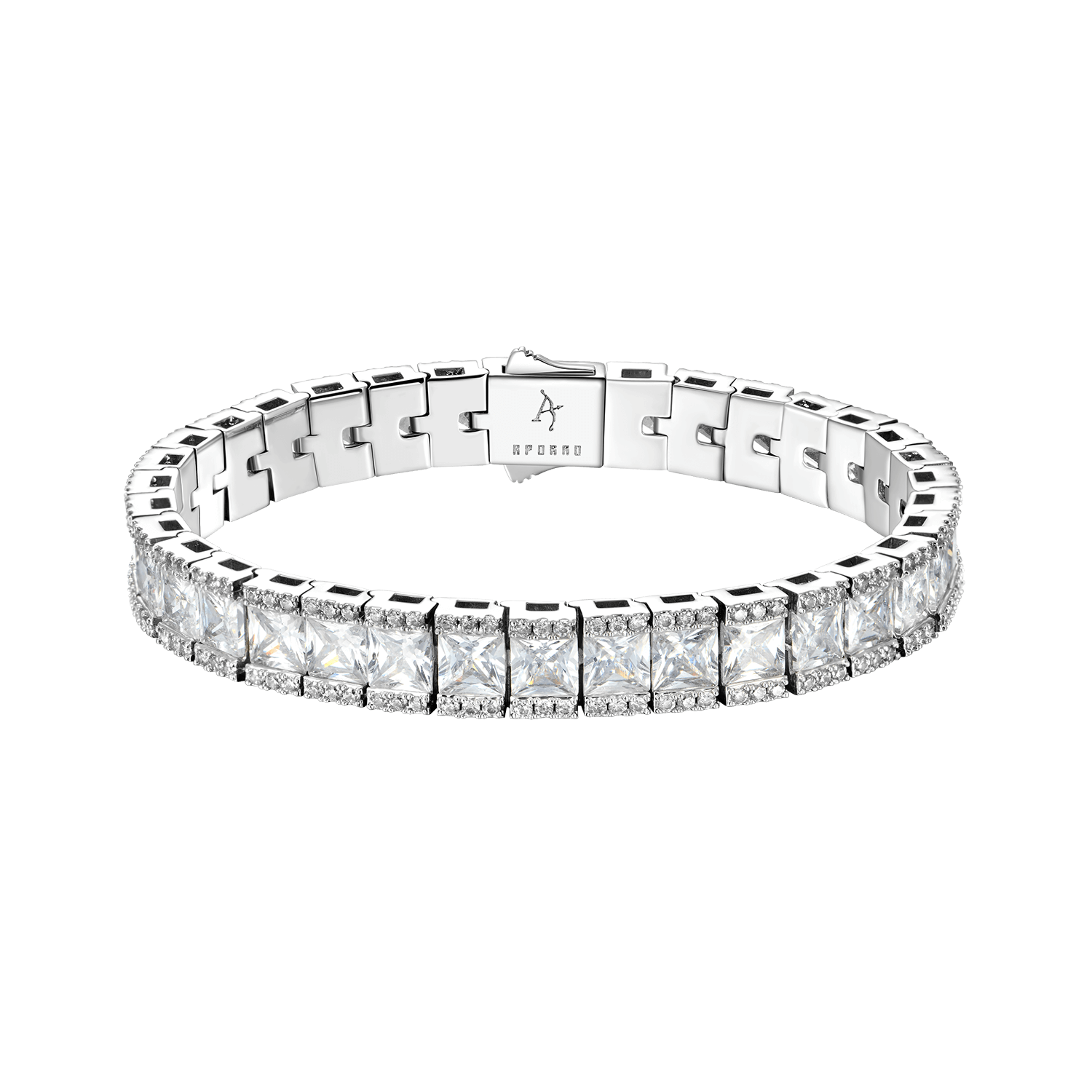 White Gold Mosaic Tennis Bracelet - 8mm