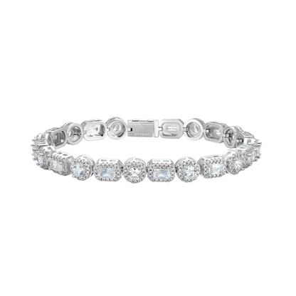 Emerald Cut Mix Clustered Tennis Bracelet - 7mm