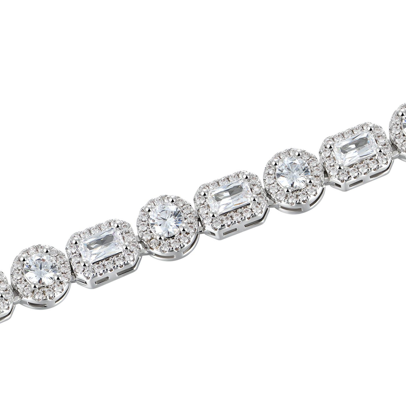 Emerald Cut Mix Clustered Tennis Bracelet - 7mm