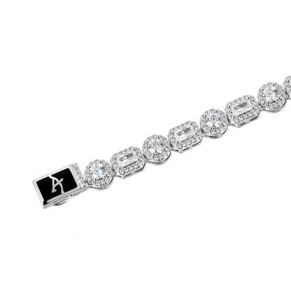 Emerald Cut Mix Clustered Tennis Bracelet - 7mm