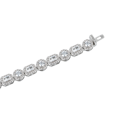 Emerald Cut Mix Clustered Tennis Bracelet - 7mm