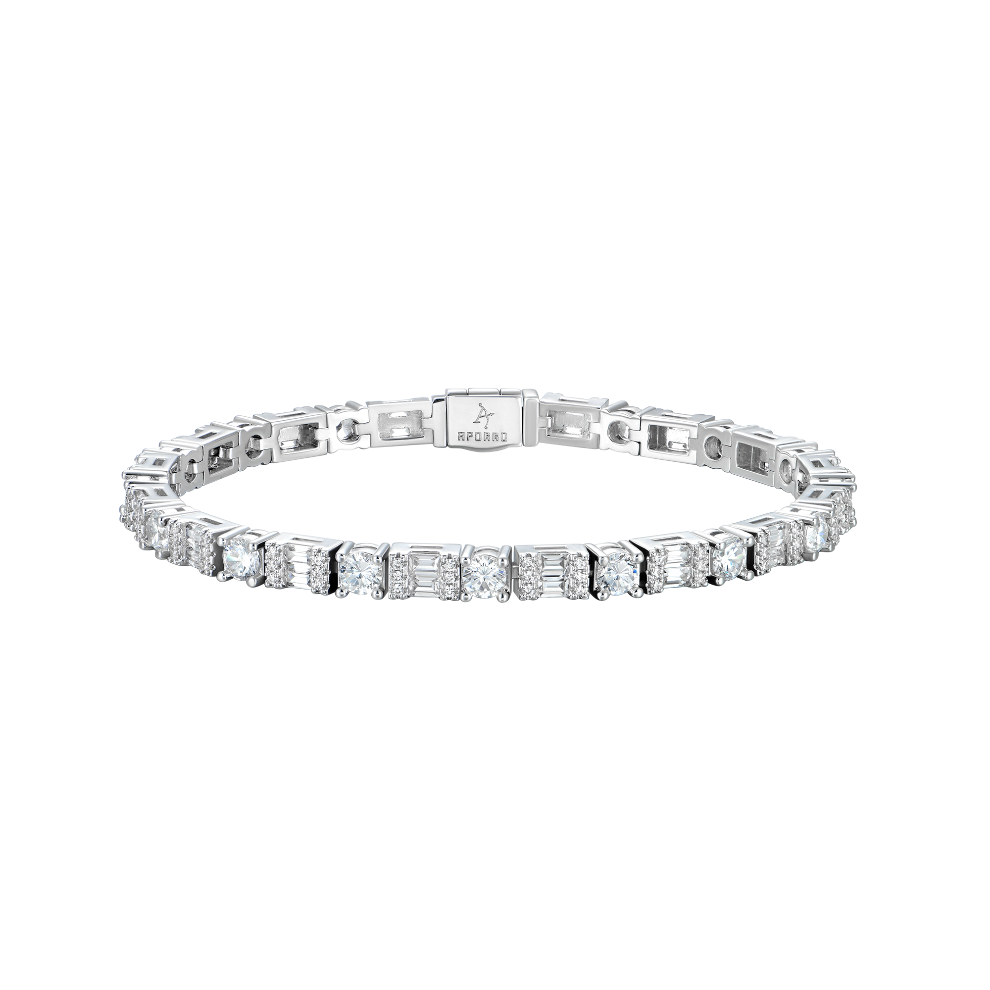 Baguette and Round Cut Scattered Tennis Bracelet - 7mm