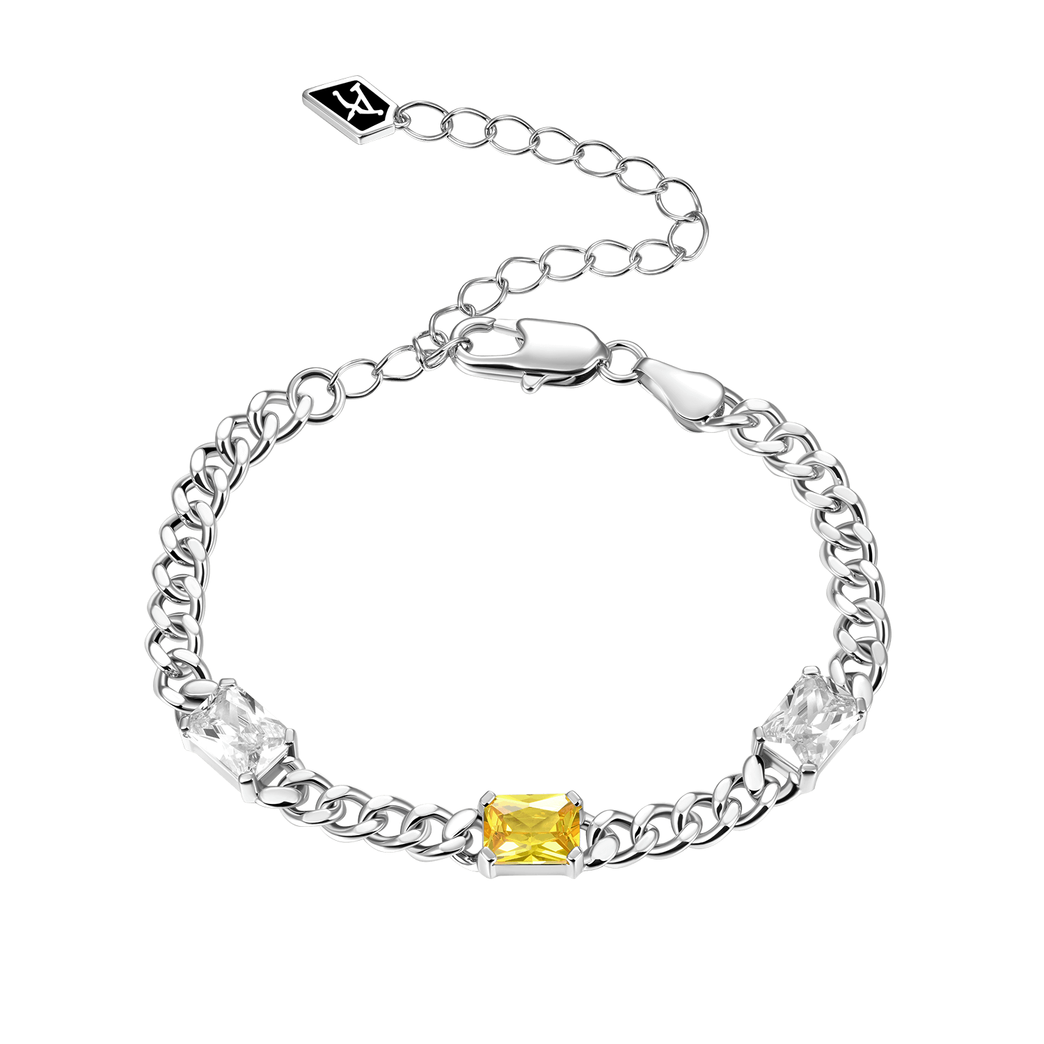 ESSENTIALS Emerald Cut Gemstone Adjustable Bracelet - 5mm