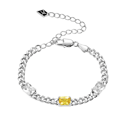 ESSENTIALS Emerald Cut Gemstone Adjustable Bracelet - 5mm