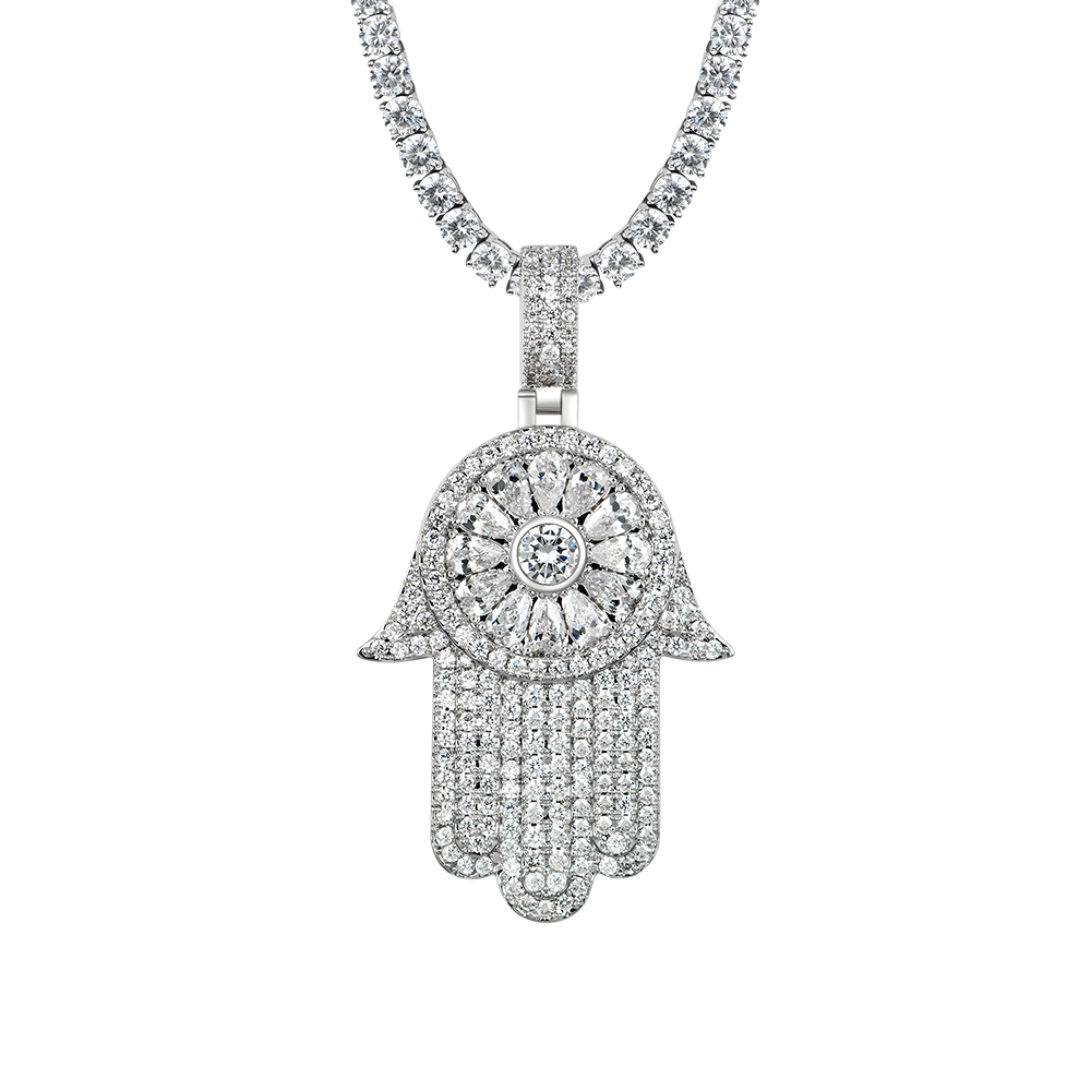 Iced Lucky Hamsa Pendant