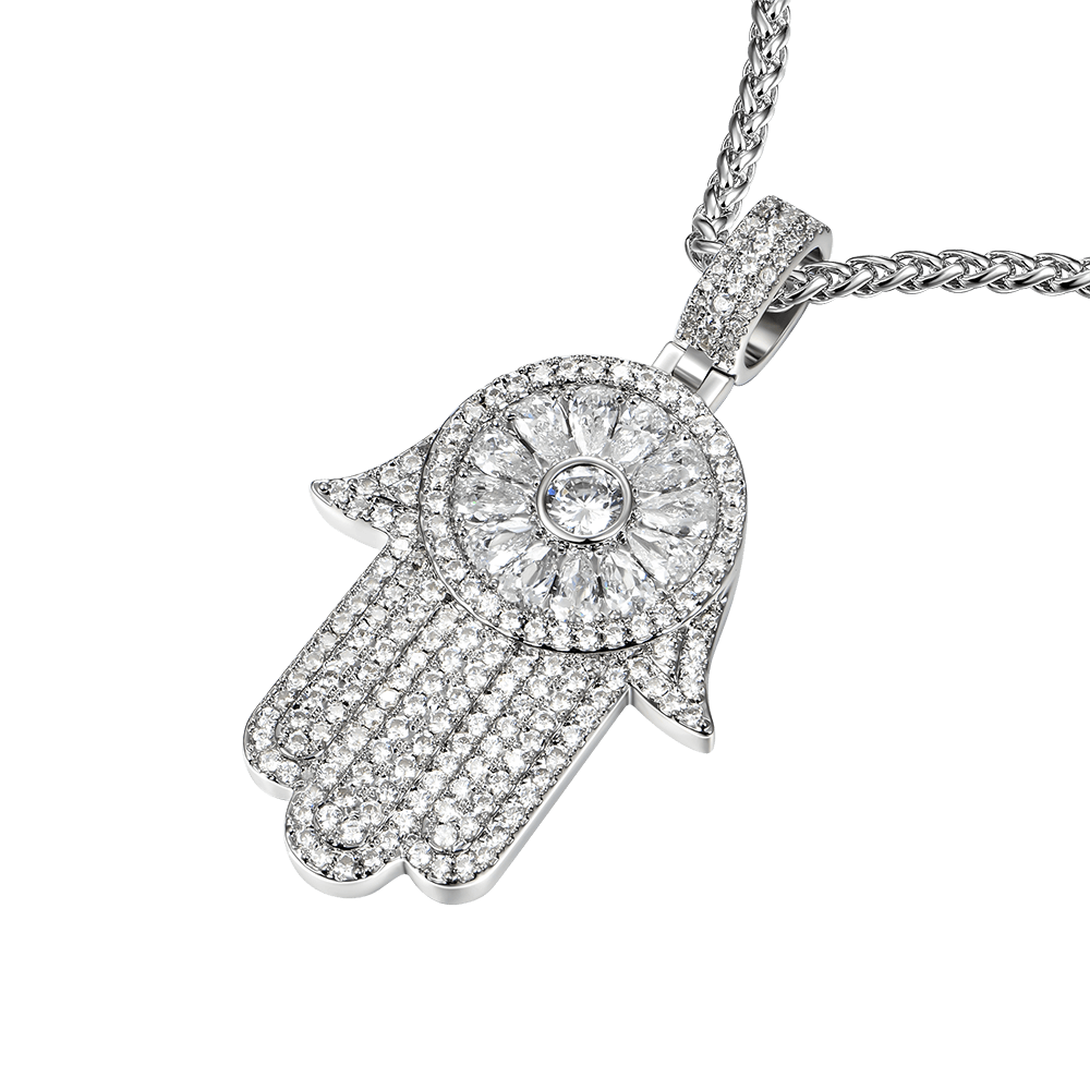 Iced Lucky Hamsa Pendant