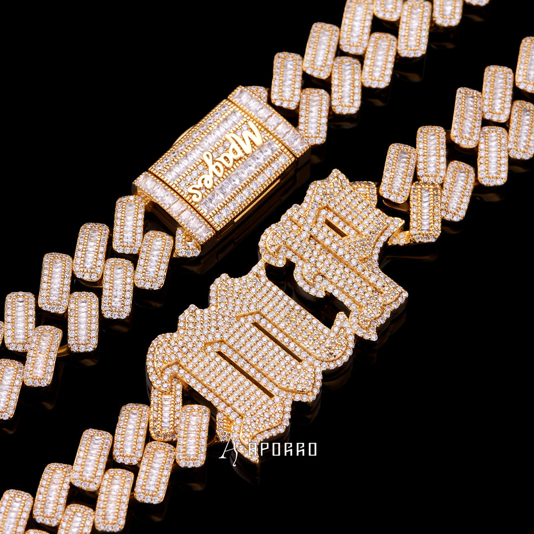 APORRO Premium Baugette Cuban Link Chain Custom Design Deposit