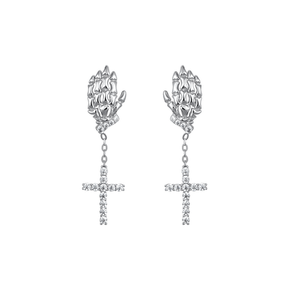 Cross Skeleton Hand Earring