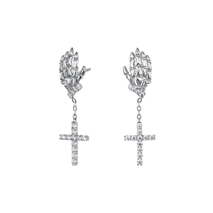 Cross Skeleton Hand Earring