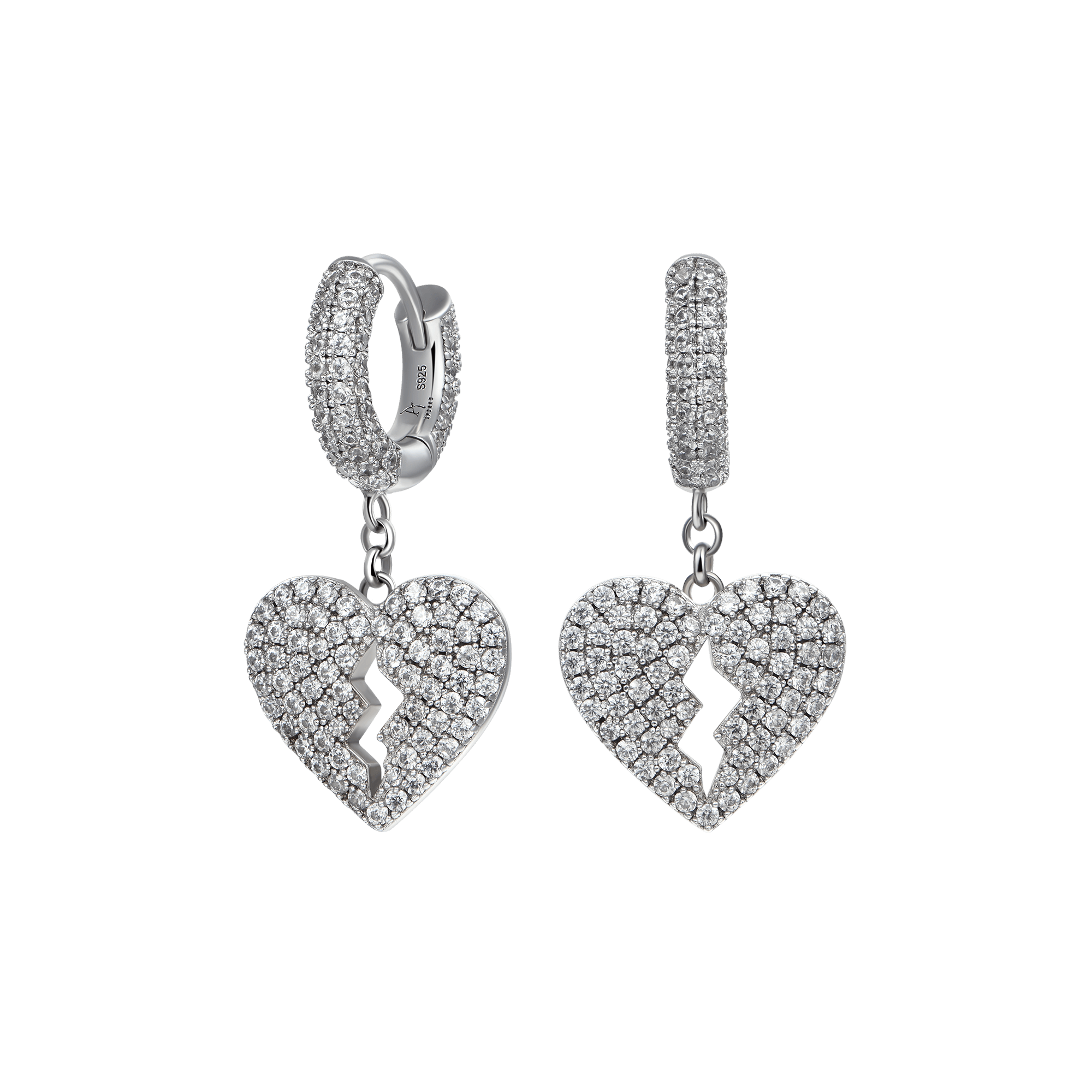 Broken Heart Earring - Men & women's sterling silver dangly earring ...