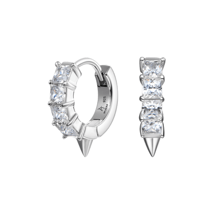 Princess Cut Spike Hoop Earrings - Pair