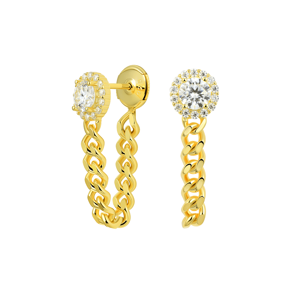 Cuban Link Hoop Earrings - Pair