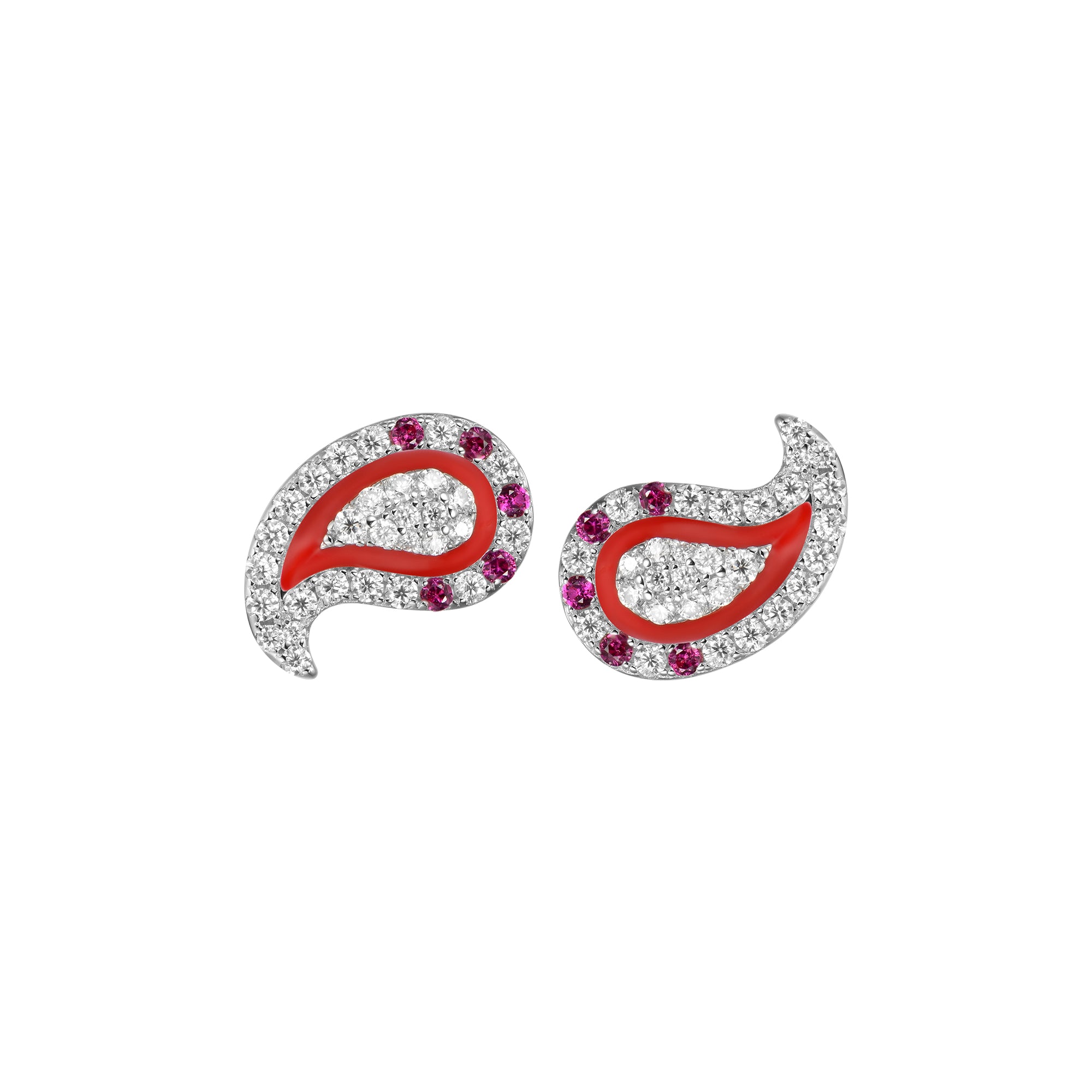 Moissanite Red Paisley Stud Earrings