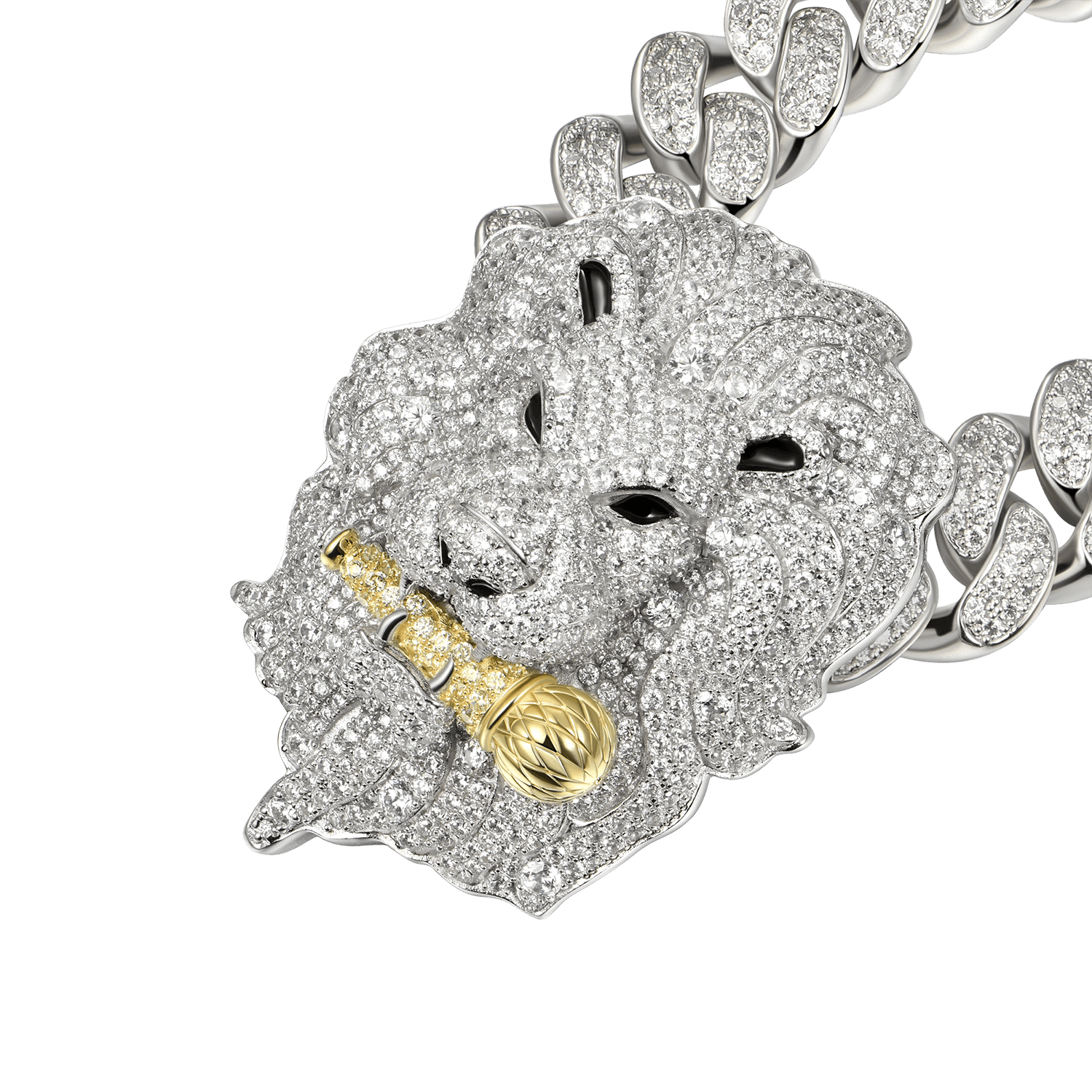 Iced Roaring Lion Pendant