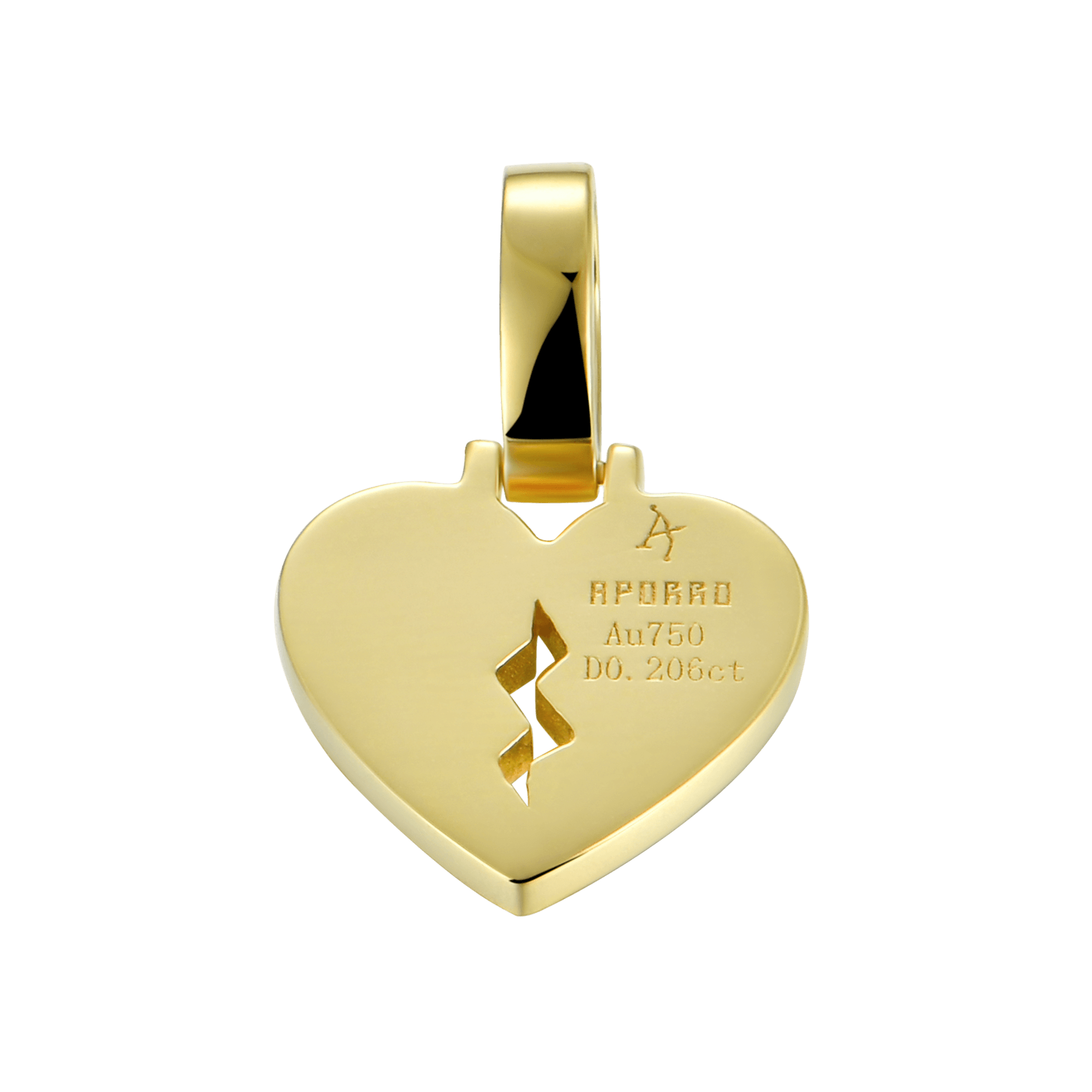 18K Solid Gold 0.206ctw Diamond Broken Heart Pendant - Micro