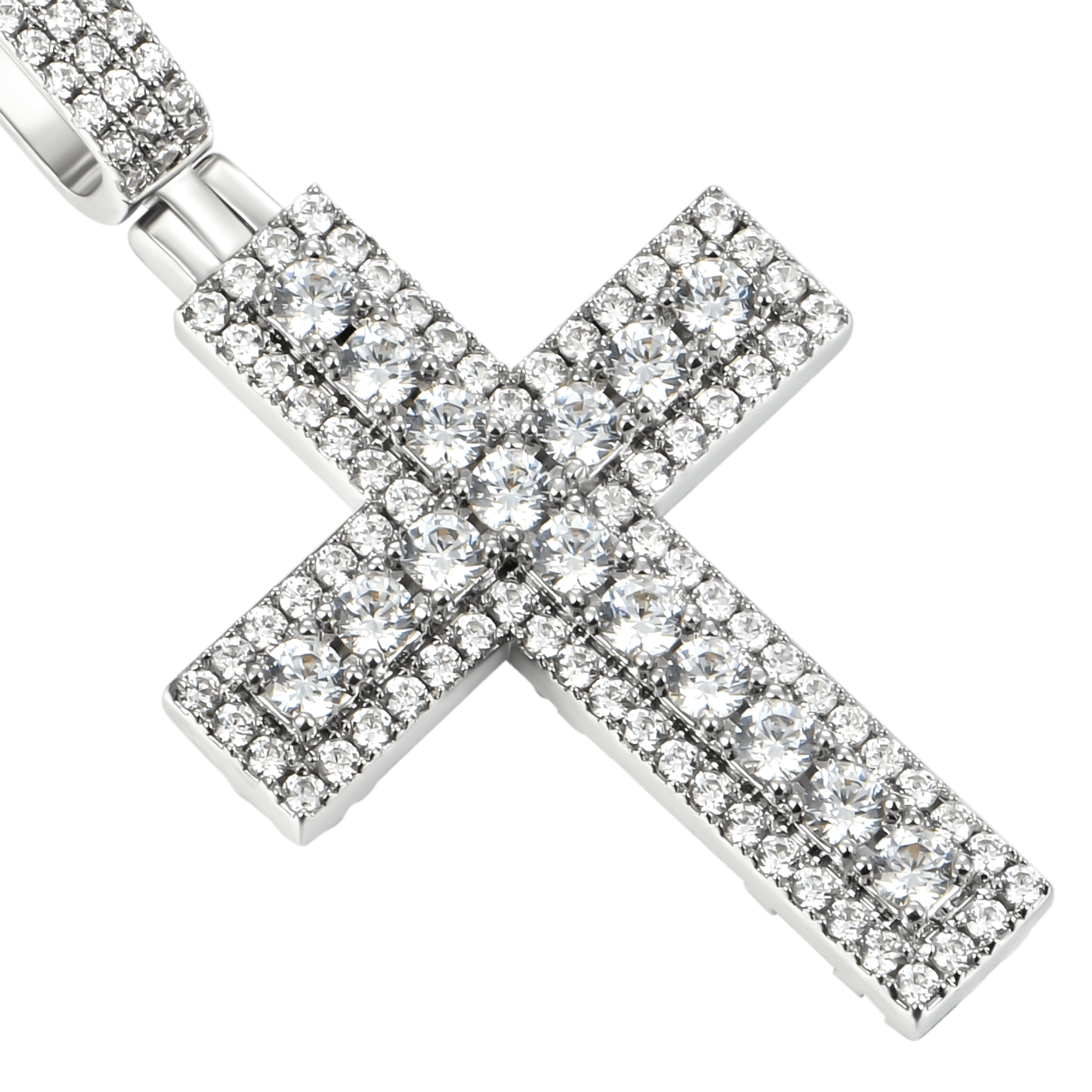 Iced Double Layered Cross Pendant