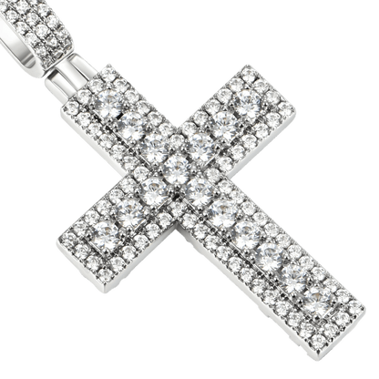 Iced Double Layered Cross Pendant