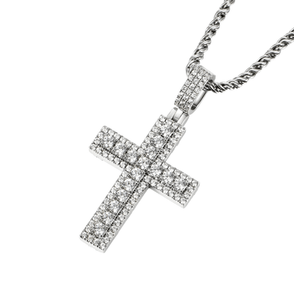 Iced Double Layered Cross Pendant