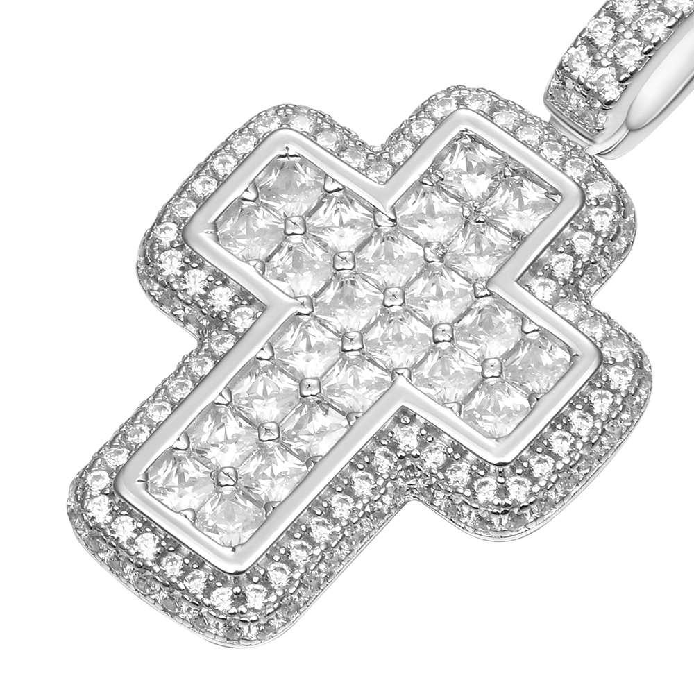 Radiant Cut Cross Pendant