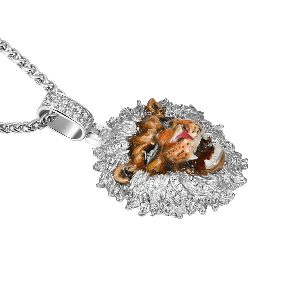 Women's Fearless Lion Enamel Miniature Pendant