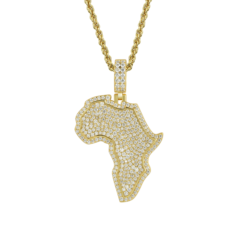 Moissanite Double-Layered Map of Africa Pendant - APORRO